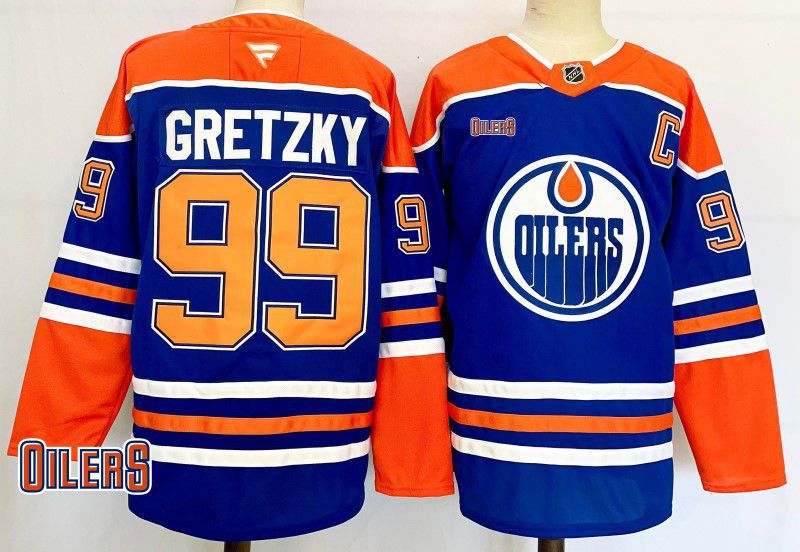 Men Edmonton Oilers 99 Gretzky Blue Fanatics 2025 NHL Jersey style 2